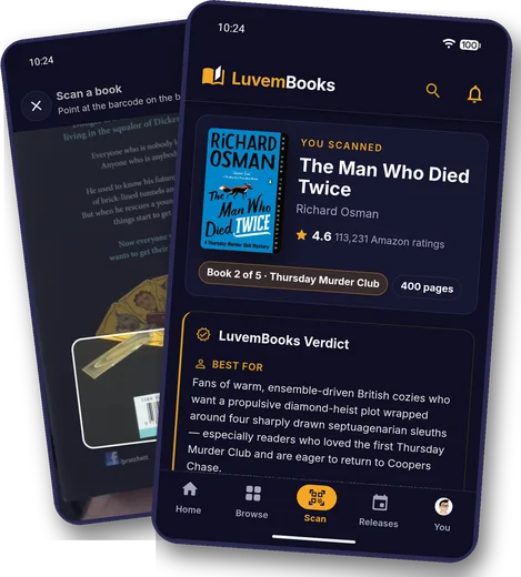 The LuvemBooks app on an Android phone